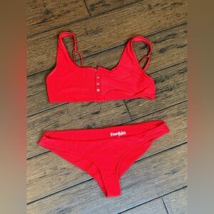 Frankie's Bikinis Red Sporty Bikini size L and XL